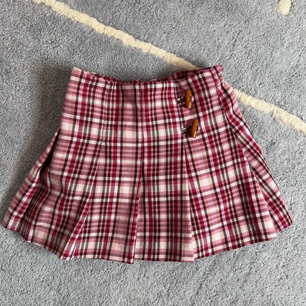 Ann Taylor Loft Pleated Plaid Toggle Button Toddler Skirt